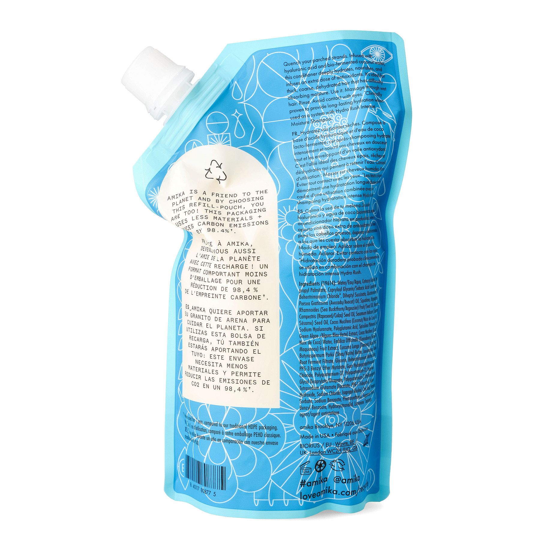 Amika Hydrorush Hydrating Conditioner – 1 Liter, Für Feuchtigkeitsspendende Haarpflege