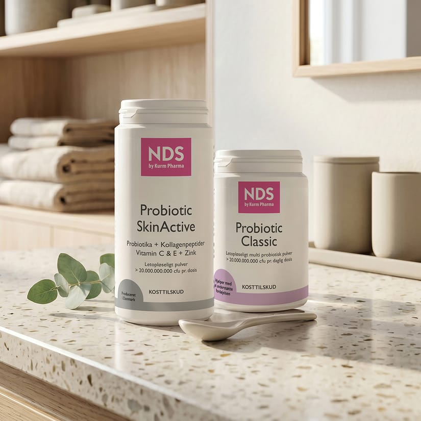 Her ses et billede med NDS probiotika produkter
